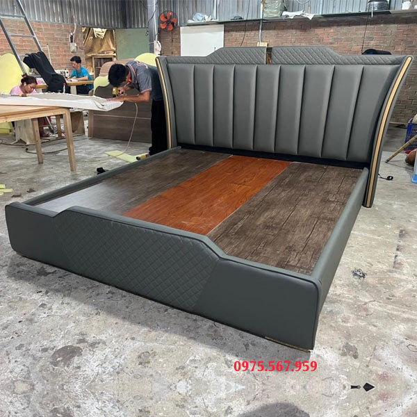 Mẫu giường ngủ bọc da đẹp hiện đại J222